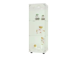 Vitrine de Vidro - 3 Prateleiras - Com LEDs, Luz e Trava, Branca^ Online