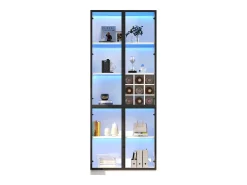 Clearance Vitrine de vidro - 80 x 35 x 200 cm - com portas de vidro + LEDs - aglomerado - Vitrina