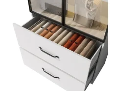 Best Vitrine de vidro - 60 x 40 x 160 cm - com LEDs + 3 gavetas + portas de vidro temperado - aglomerado - branca Vitrina