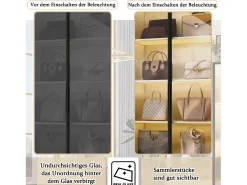 Best Vitrine de vidro - 60 x 40 x 160 cm - com LEDs + 3 gavetas + portas de vidro temperado - aglomerado - branca Vitrina