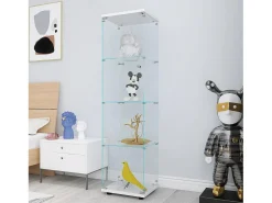 Vitrine de vidro 164 cm – 4 prateleiras, 1 porta com fechadura, Móvel de arrumação moderno,^ Best