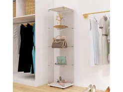 Vitrine de vidro 164 cm – 4 prateleiras, 1 porta com fechadura, Móvel de arrumação moderno,^ Best