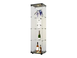 Best Vitrine de vidro com 4 prateleiras, LED, 1 porta, 164x42x36 cm, armário de coleta, , transparente Vitrina