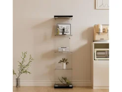 Vitrine de vidro com 4 prateleiras e 1 porta, 164x42x36 cm, armário de coleção, , transparente* Best