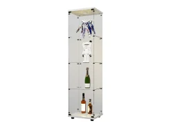 Vitrine de vidro com 4 prateleiras, LED, 1 porta, 164x42x36 cm, armário de coleta, , transparente^ New
