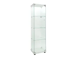 Vitrine de vidro com 4 prateleiras, LED, 1 porta, 164x42x36 cm, armário de coleta, , transparente^ New