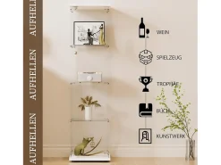 Vitrine de vidro com 4 prateleiras e 1 porta, 164x42,5x36,5 cm, armário de coleção, , transparente^