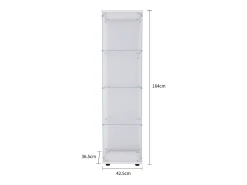 Vitrine de vidro com 4 prateleiras e 1 porta, 164x42,5x36,5 cm, armário de coleção, , transparente^