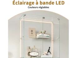 Vitrine de vidro com 5 prateleiras e iluminação LED personalizável – Base preta* Online
