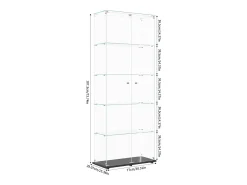 Vitrine de vidro com 5 prateleiras e iluminação LED personalizável – Base preta* Online