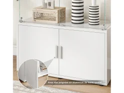 Vitrine de vidro com 3 prateleiras, armários e iluminação LED – Design moderno* Outlet