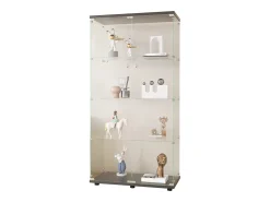 Clearance Vitrine de vidro com 4 prateleiras, 2 portas e fechadura, 164 x 80 x 36 cm, preta Vitrina