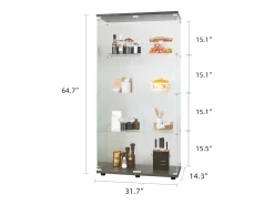 Clearance Vitrine de vidro com 4 prateleiras, 2 portas e fechadura, 164 x 80 x 36 cm, preta Vitrina