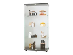 Clearance Vitrine de vidro com 4 prateleiras, 2 portas e fechadura, 164 x 80 x 36 cm, preta Vitrina