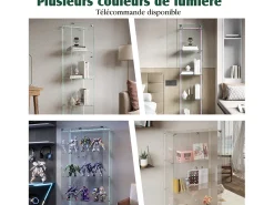 Vitrine de vidro com iluminação LED, 4 prateleiras e 2 portas, 78x35x163 cm, branca.^ Online