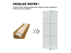 Vitrine de vidro com iluminação LED acionada por toque, 1 porta, 3 prateleiras ajustáveis, 125 x 42 x 36 cm, branca^ Best