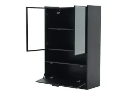 Vitrine de vidro com iluminação LED - Design pop-up - Vitrine para coleções - 35 x 80 x 120 cm, Preta* Clearance