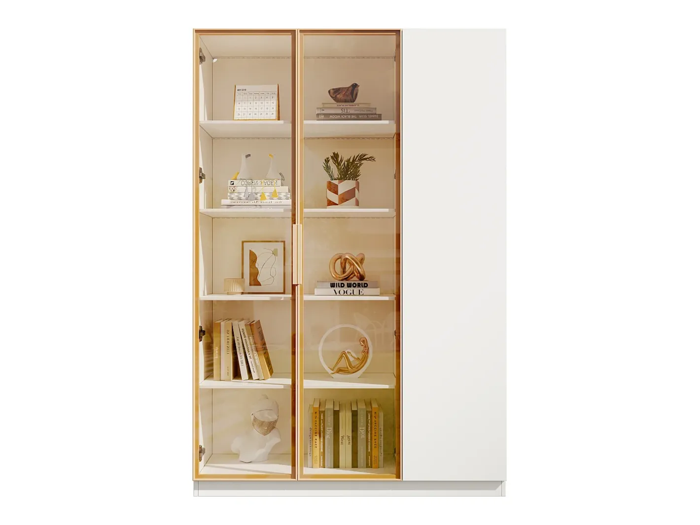 Vitrine de vidro de 165 cm de altura - Iluminação LED - 3 portas - Prateleiras ajustáveis - MDF + Painéis de partículas -^ModernLuxe Hot