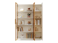 Vitrine de vidro de 165 cm de altura - Iluminação LED - 3 portas - Prateleiras ajustáveis - MDF + Painéis de partículas -^ModernLuxe Hot