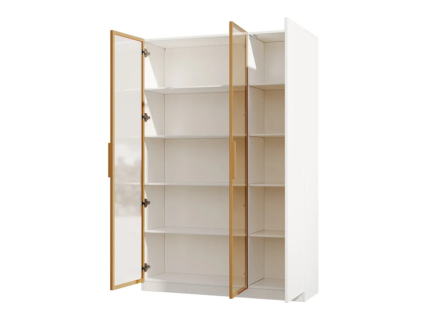 Vitrine de vidro de 165 cm de altura - Iluminação LED - 3 portas - Prateleiras ajustáveis - MDF + Painéis de partículas -^ModernLuxe Hot