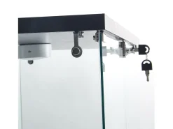 Vitrine de vidro de 163,9 x 36,49 x 80,49 cm, com prateleiras e iluminação LED, armário de curiosidades com porta dupla^ Sale