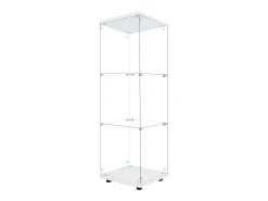 Vitrine de vidro GAHRELPER – 3 prateleiras, 1 porta, vidro temperado, luz LED, preta, 42x36x125 cm* Clearance