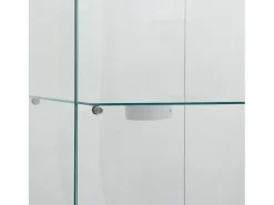 Vitrine de vidro independente, 125 cm, com iluminação LED, fechadura, 1 porta, 3 prateleiras, transparente, branca^ Hot