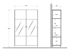 Vitrine design 2 portas coleção FANZY. Cor marrom carvalho escuro.^Meublorama Discount