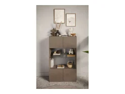 Vitrine design 2 portas coleção FANZY. Cor marrom carvalho escuro.^Meublorama Discount