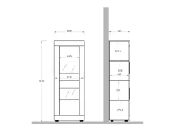 Vitrine design 2 portas coleção ACCESS. Cores e carvalho claro.^Meublorama Clearance