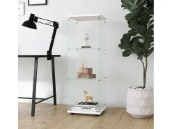 Vitrina*Vitrine em vidro 42×36×125cm GHARHELPER - 3 prateleiras - 1 porta - Vidro temperado - Branco