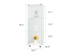 Vitrina*Vitrine em vidro 42×36×125cm GHARHELPER - 3 prateleiras - 1 porta - Vidro temperado - Branco