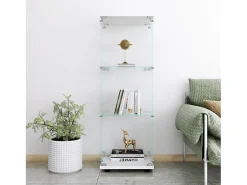 Vitrina*Vitrine em vidro 42×36×125cm GHARHELPER - 3 prateleiras - 1 porta - Vidro temperado - Branco