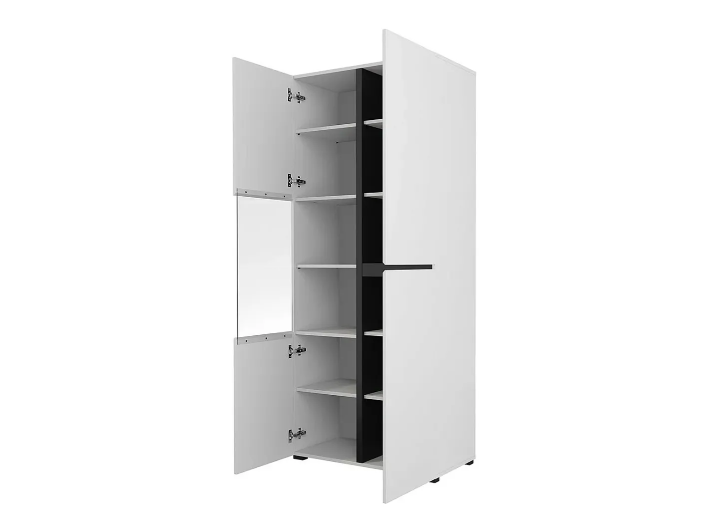 Vitrine haute 2 portes collection HAVANA. Coloris blanc et noir. Vitrina