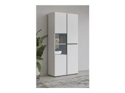 Vitrine haute 2 portes collection HAVANA. Coloris blanc et noir. Vitrina