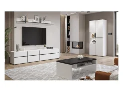 Vitrine haute 2 portes collection HAVANA. Coloris blanc et noir. Vitrina