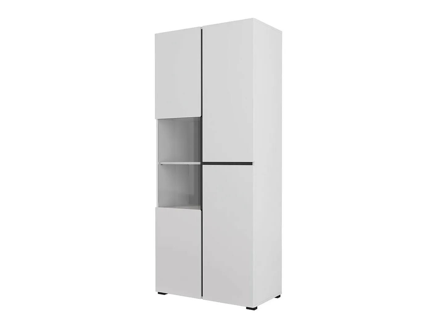 Vitrine haute 2 portes collection HAVANA. Coloris blanc et noir. Vitrina