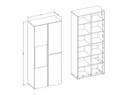 Vitrine haute 2 portes collection HAVANA. Coloris blanc et noir. Vitrina