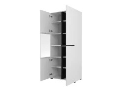Vitrine haute 2 portes collection HAVANA avec LED intégrée. Coloris blanc et noir.*Meublorama Clearance