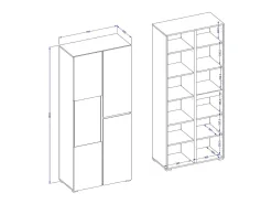 Vitrine haute 2 portes collection HAVANA avec LED intégrée. Coloris blanc et noir.*Meublorama Clearance