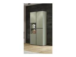 Vitrine haute 2 portes collection HAVANA avec LED intégrée. Coloris sauge et noir.*Meublorama Hot