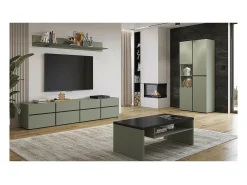 Vitrine haute 2 portes collection HAVANA. Coloris sauge et noir.*Meublorama Best