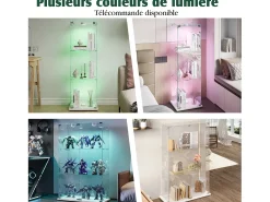 Vitrine independente de vidro com iluminação LED ativada por toque, 3 prateleiras e 2 portas.* Hot
