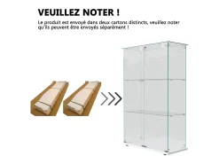 Vitrine independente de vidro com iluminação LED ativada por toque, 3 prateleiras e 2 portas.* Hot