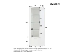 Vitrine LED branca com portas em acrílico e 3 prateleiras, 50x40x160 cm^Hauss Spole New