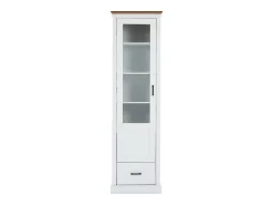 Vitrine LED moderna 50x35x178 cm - com iluminação LED - 1 gaveta - 1 porta de vidro - 5 compartimentos -*ModernLuxe