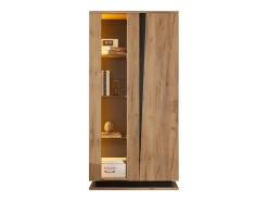 Vitrine moderna - 80 x 35 x 160 cm - com 8 prateleiras + 2 portas + LEDs - aglomerado - natural*Merax Online