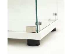 Vitrina*Vitrine moderna de vidro com 2 prateleiras de vidro, 1 porta, iluminação LED e fechadura, 86x40,4x36,5cm, branca. Branco