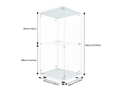 Vitrina*Vitrine moderna de vidro com 2 prateleiras de vidro, 1 porta, iluminação LED e fechadura, 86x40,4x36,5cm, branca. Branco