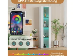 Vitrine multifuncional - 40 x 29 x 170 cm - com porta de vidro + LEDs - PB + Vidro -^Merax Discount